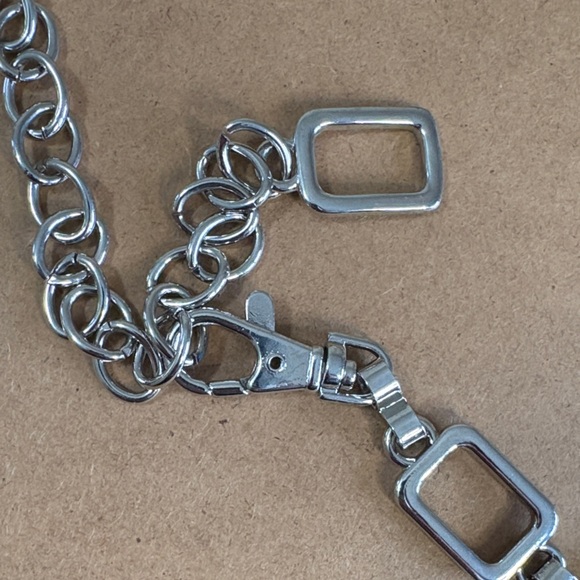 Y2K Silver Rhinestone Rectangle Link Chain Belt Adjustable 31–38 2000s Festival main image 5